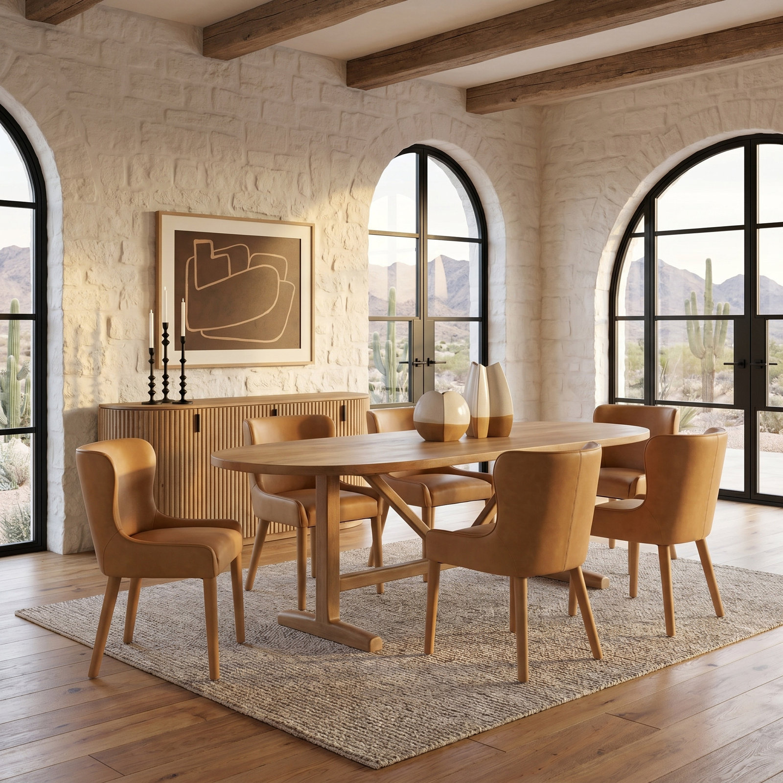 Rune 94'' Oval Dining Table, Dark Brown, 42" W x 84" L