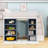 Full Loft Bed With Storage Shelves, Curtain And Stairs
