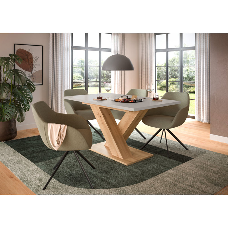 Tavaris Oak Dining Table, Oak Wood/Cream