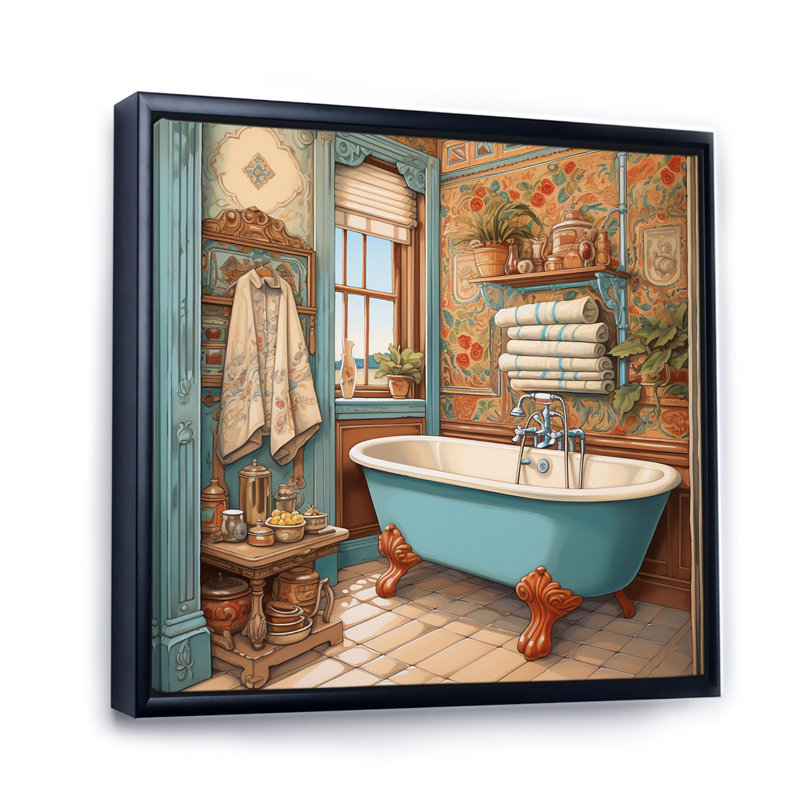 Bath Bath Charm I sur impression sur toile, Cadre flottant noir, H 24 po x l 24 po x P 1 po