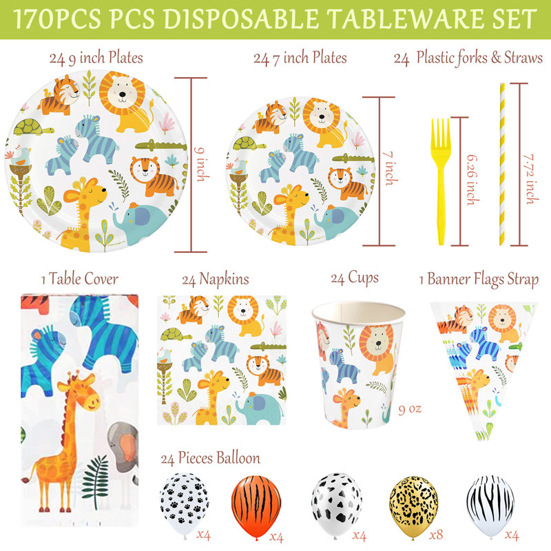 Ensemble de vaisselle jetable pour 24 personnes