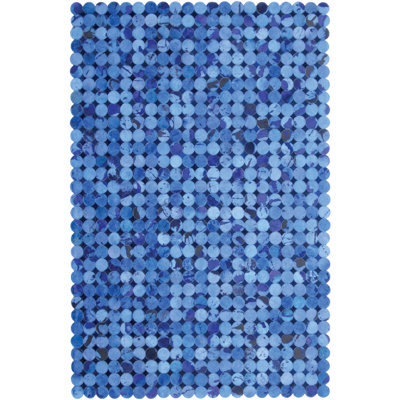 Area Cowhide Geometric Area Rug in Blue