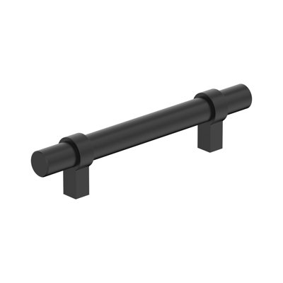 Central 3-3/4 inch (96mm) Center-to-Center Matte Black Cabinet Pull - 10 Pack