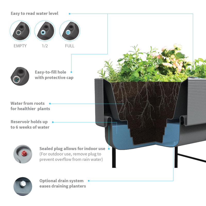 Nest Alpine White 22" x 44" Raised Planter with Steel Legs