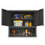 Armoire de rangement murale en métal avec porte verrouillable et 1 tablette 1 tiroir ouvert pour garage, entrepôt, assemblage requis