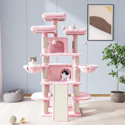 68 Inches Cat Tree/House and Towers for Big Feline/Scratching Post/Multi-Level Large Kitty Climbing Tree