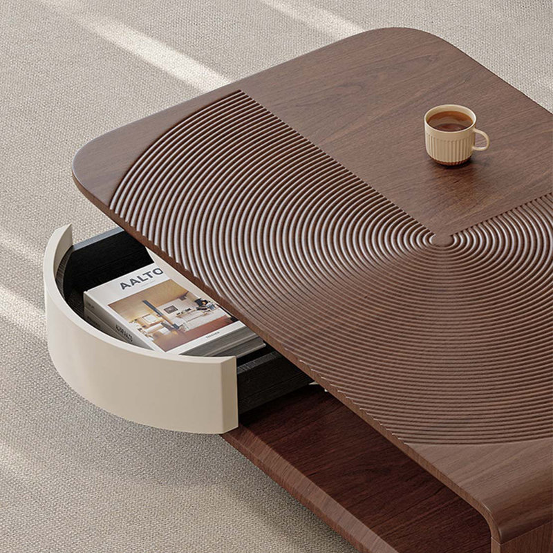 Table basse moderne en noyer avec rangement