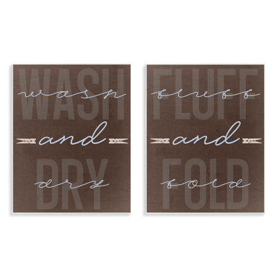 Laundry Words in Brown 2pc Wall Plaque Set, design by Marcus Prime