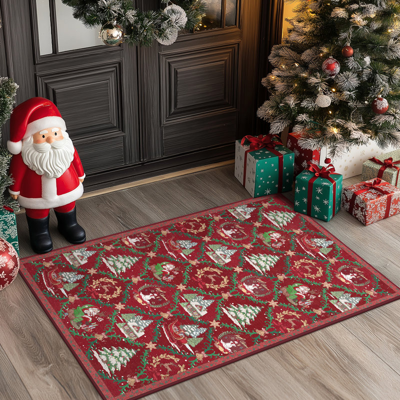 Paillasson lavable Red Christmas, Rectangulaire 3 pi x 5 pi