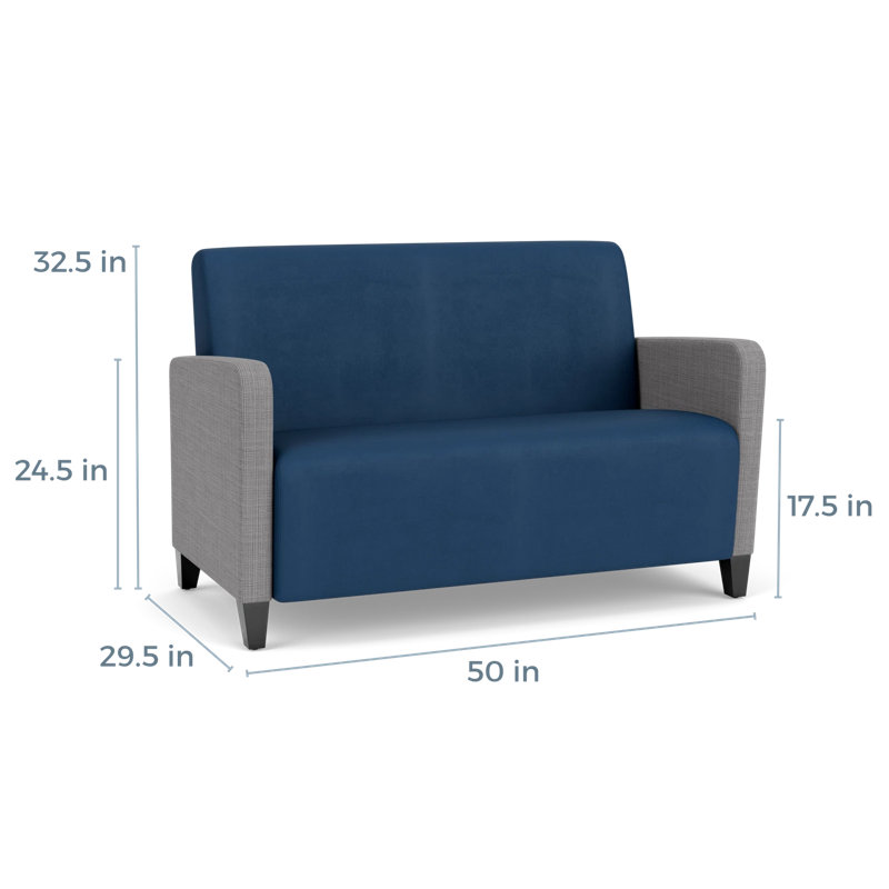 Causeuse de réception Ravenna, Chambray gris / Patriot Plus Blue Ridge, Bois noir
