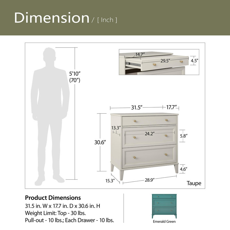 Commode 2 tiroirs avec bureau coulissant