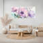 Aquarelle, fleurs d'anémone rose et mauve sur toile, impression florale (ensemble de 3)-1535846266