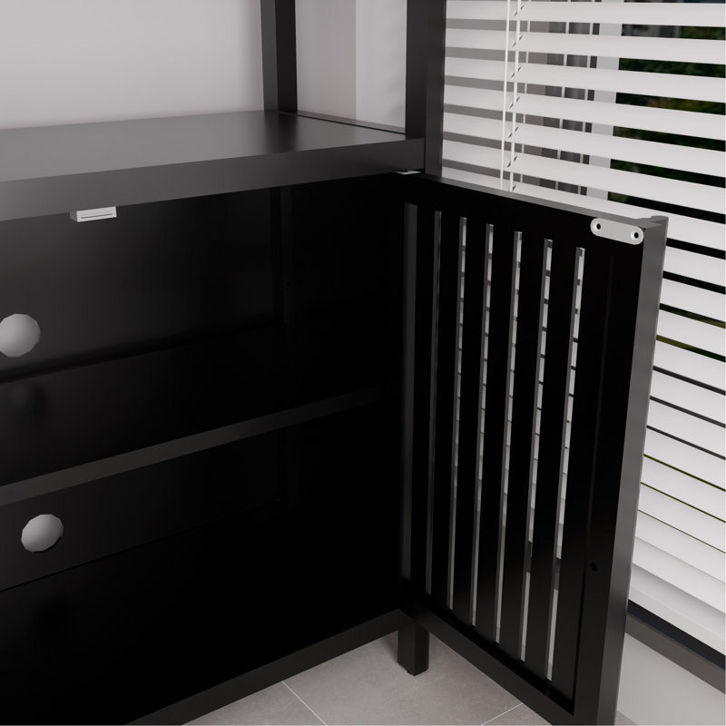 Armoire de rangement en bambou de grande capacité pour salle de bain, Noir