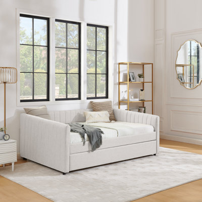 Vertical Stripes, Linen Fabric Sofa Bed