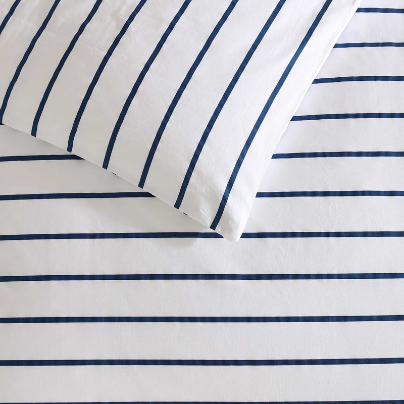 Ensemble de housse de couette réversible en coton Nautica Brenton, Housse de couette simple + 1 taie décorative stan