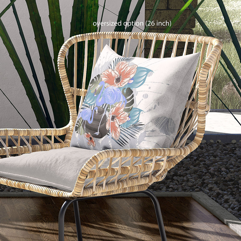 Coussin 16 x 16, Gris/Bleu/Orange