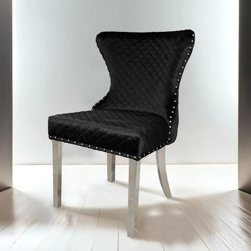 Chaise d'appoint Haynie (ensemble de 2), Noir/chrome