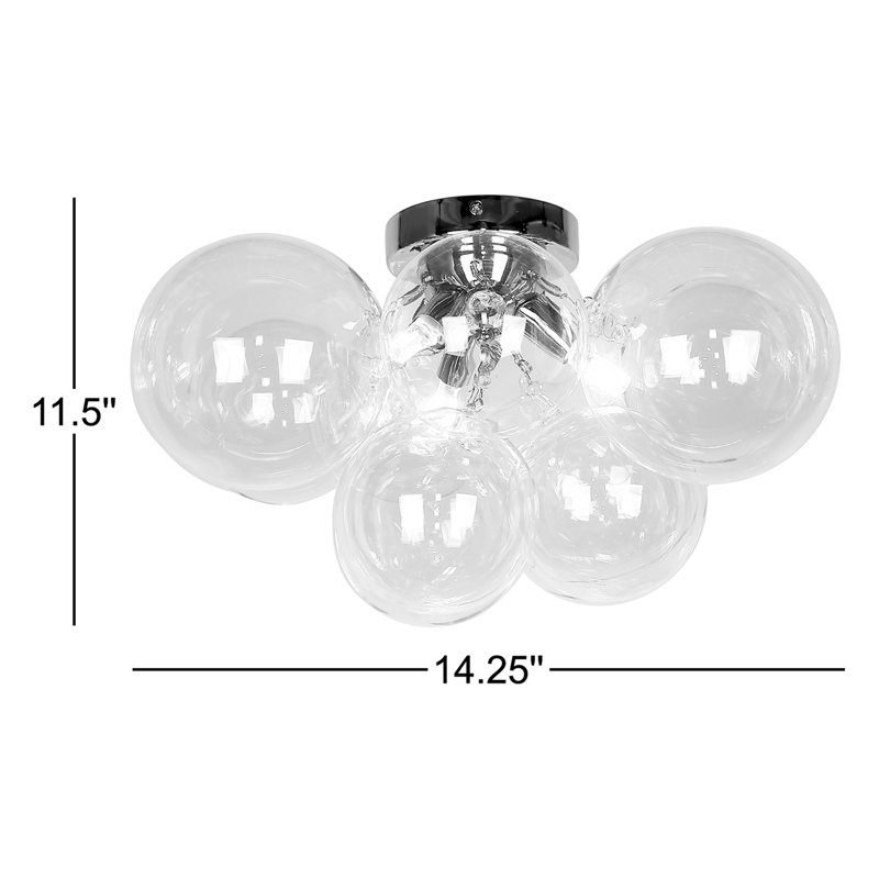 Marigny Glass Flush Mount, Smoked, Polished Chrome