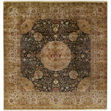 Hand-Knotted High-Quality Blue and Gold Area Rug