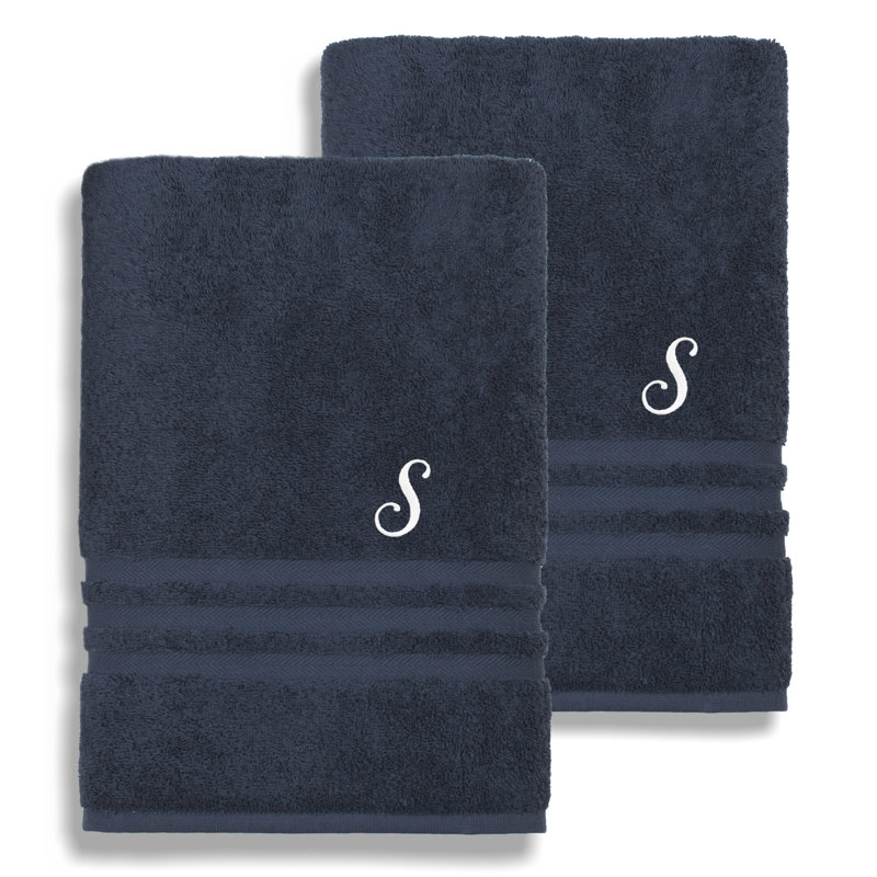 Ensemble de serviettes de bain 1 pièce en coton turc Denzi, S, Bleu marine