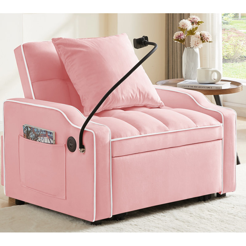 Canapé-lit, canapé-lit convertible 3 en 1 avec dossier réglable, support pour téléphone et USB, type C, fauteuil inclinable réglable, fauteuil pour salon, chambre à coucher, petit espace