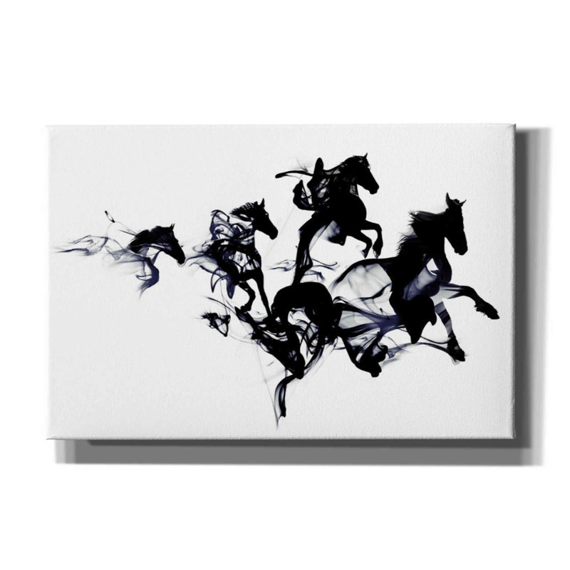 «Black Horses» par Robert Farkas, art mural sur toile, H 12 po x l 18 po x P 0,75 po