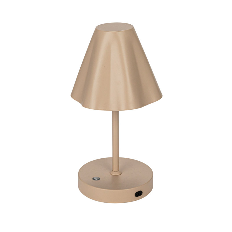 Round Metal LED Rechargeable Table Lamp, Ivory, Ivory