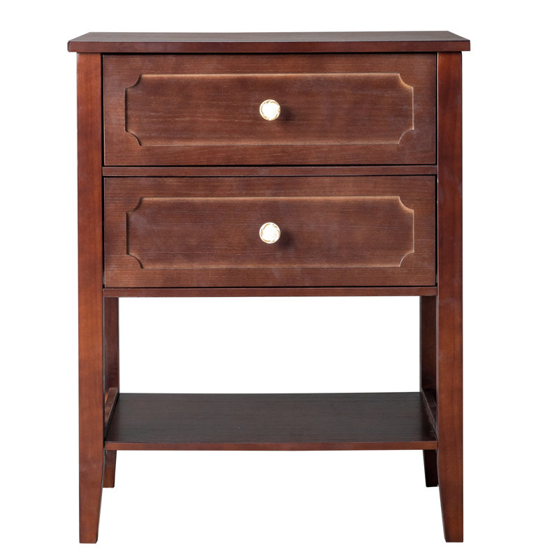 Table de chevet en bois massif Hicran, Brun