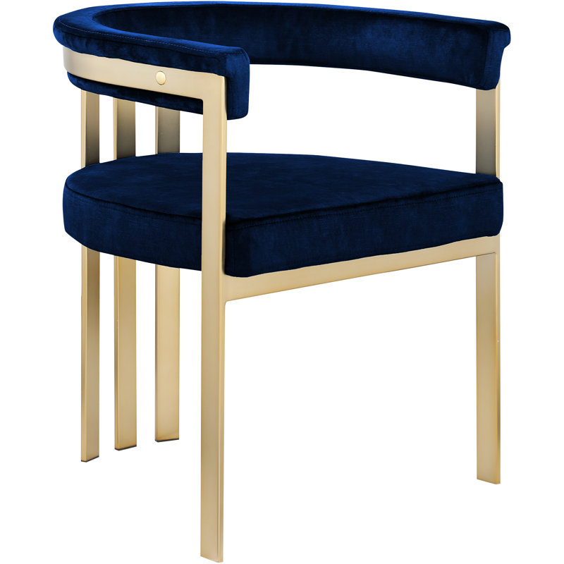 Marcello Velvet Ladder Back Arm Chair, Navy Velvet