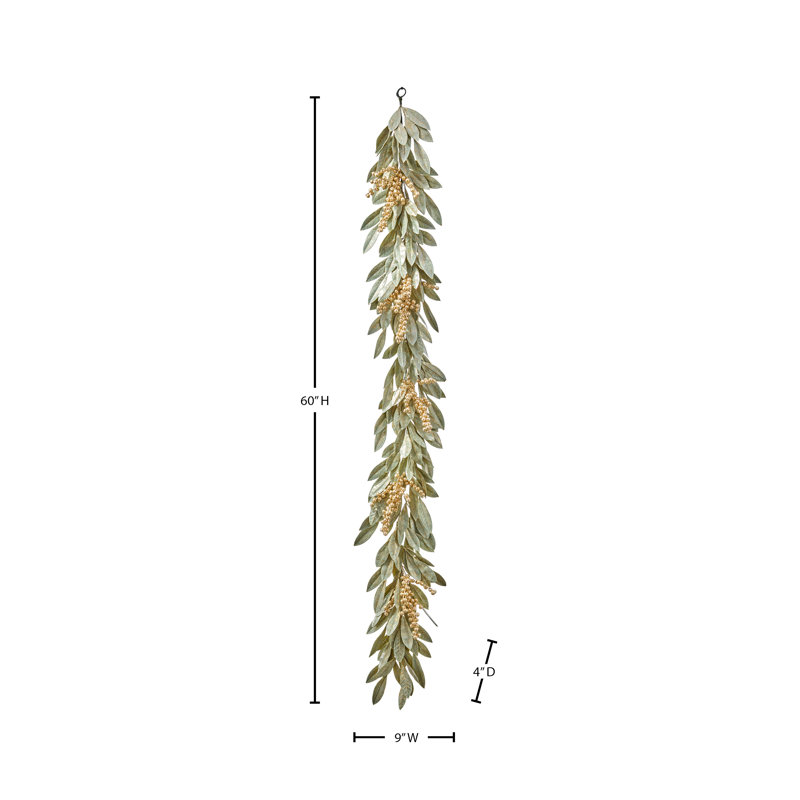 60" Gold Berry Bay Leaf Garland