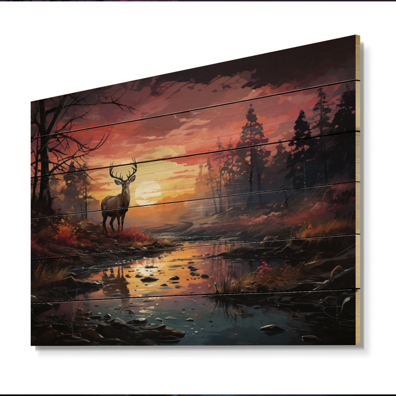 Deer Enchanted Twilight II - impression sur bois sans cadre, H 30 po x l 40 po x P 0,78 po