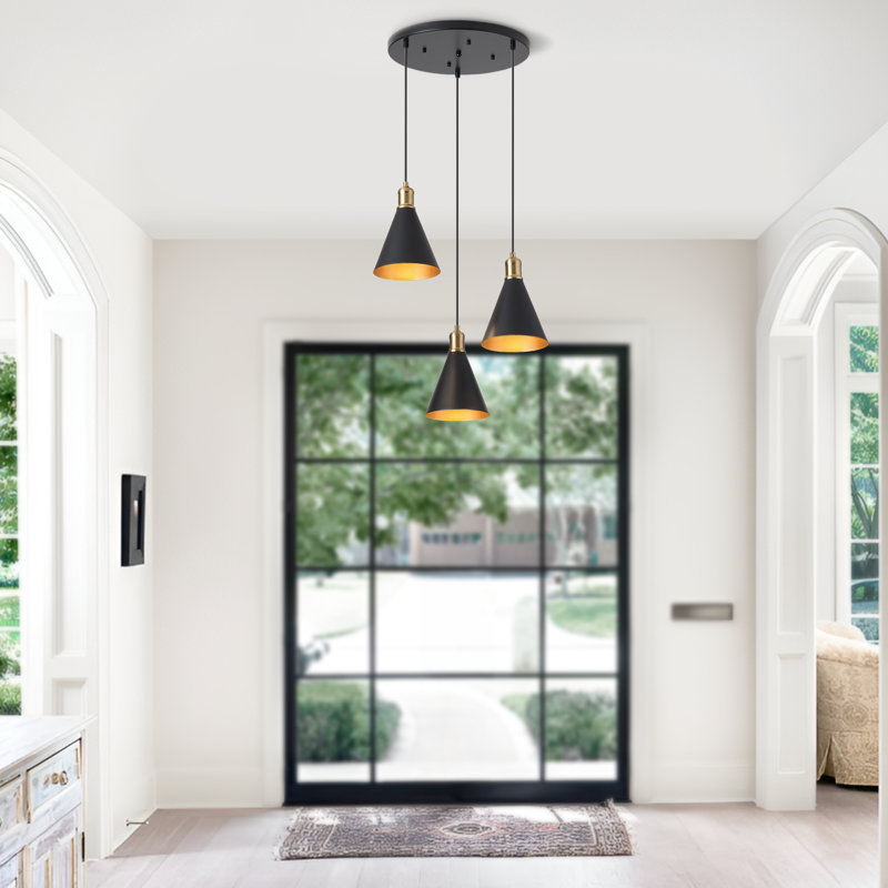 Luminaire suspendu moderne 3 lumières noir