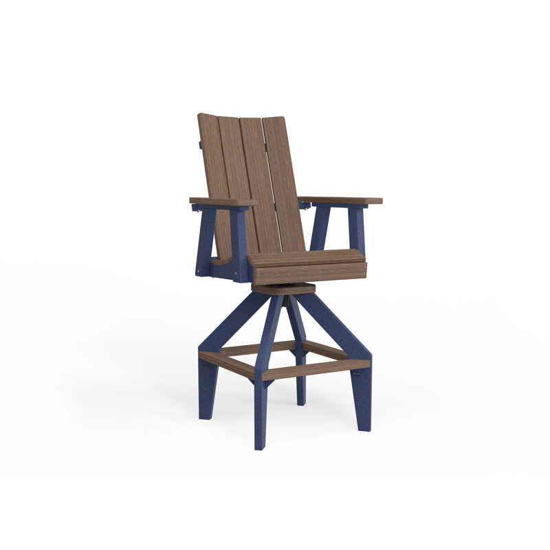 SOL Outdoor Bar Stool, Navy Blue, Brazilian Walnut