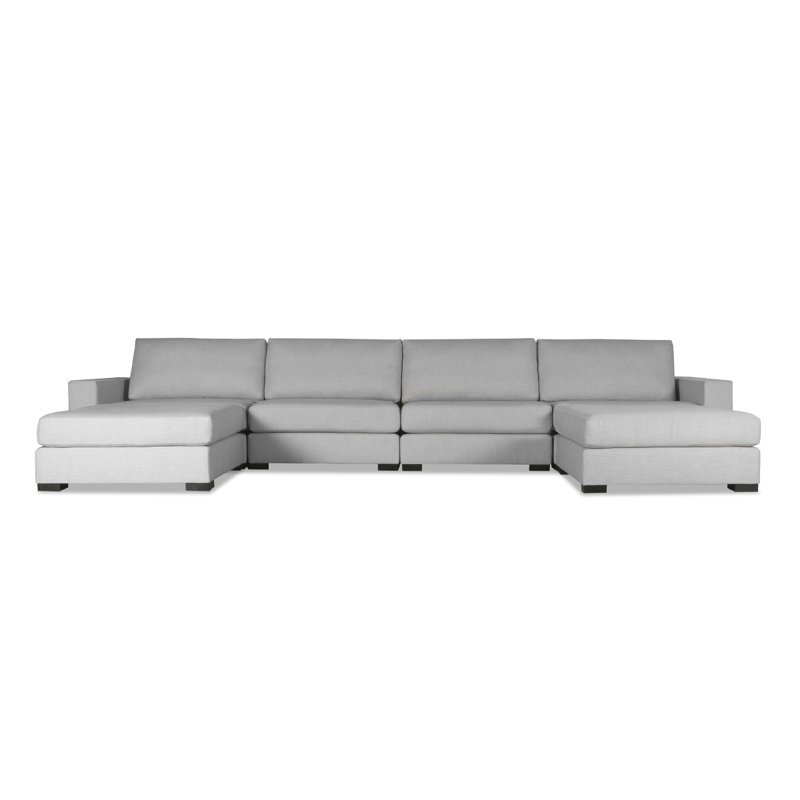 Seda 166" Wide Revolution Performance Fabrics Symmetrical Modular Sectional with Ottoman, Grey Revolution®, Front Hand