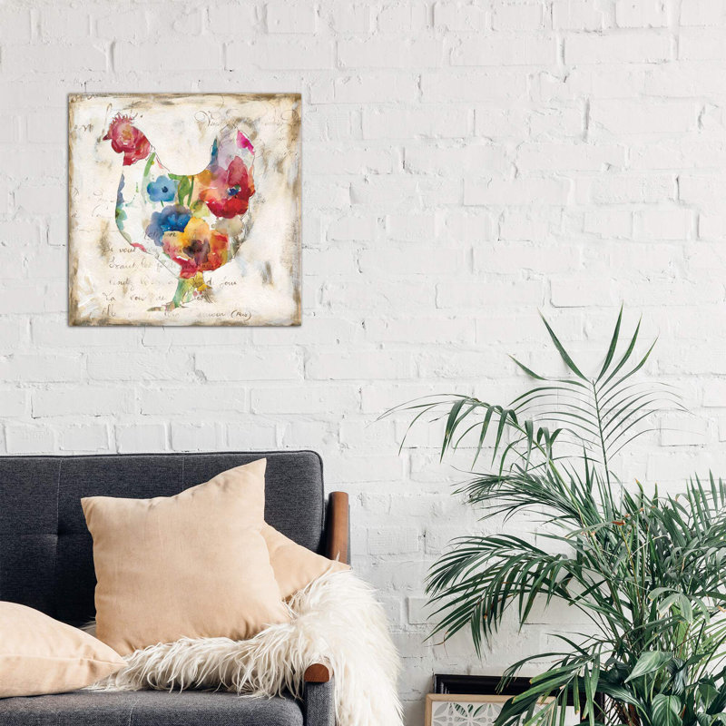 Flowered Hen by Carol Robinson - Painting on Canvas, Wrapped Canvas, 30.48 cm H x 30.48 cm W