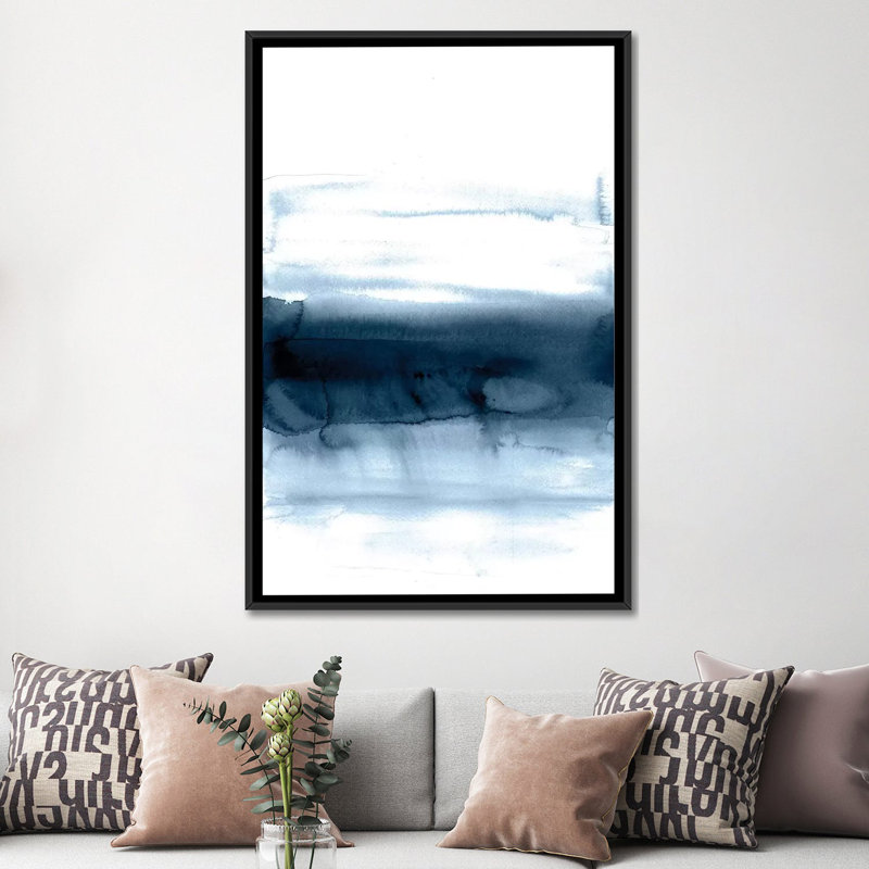 « blue velours », reproduction sur toile, H 26 po x l 18 po x P 1,5 po, Toile encadrée noire, Pas de tapis