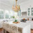 5-Light French Colored Glass Chandelier, 22-Piece Artistic Glass Pendant Light with Tri-Color Dimmable Bulbs