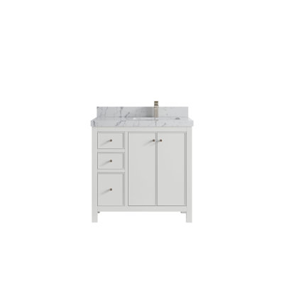 Meuble-lavabo simple 36 po avec plateau en quartz Bronya