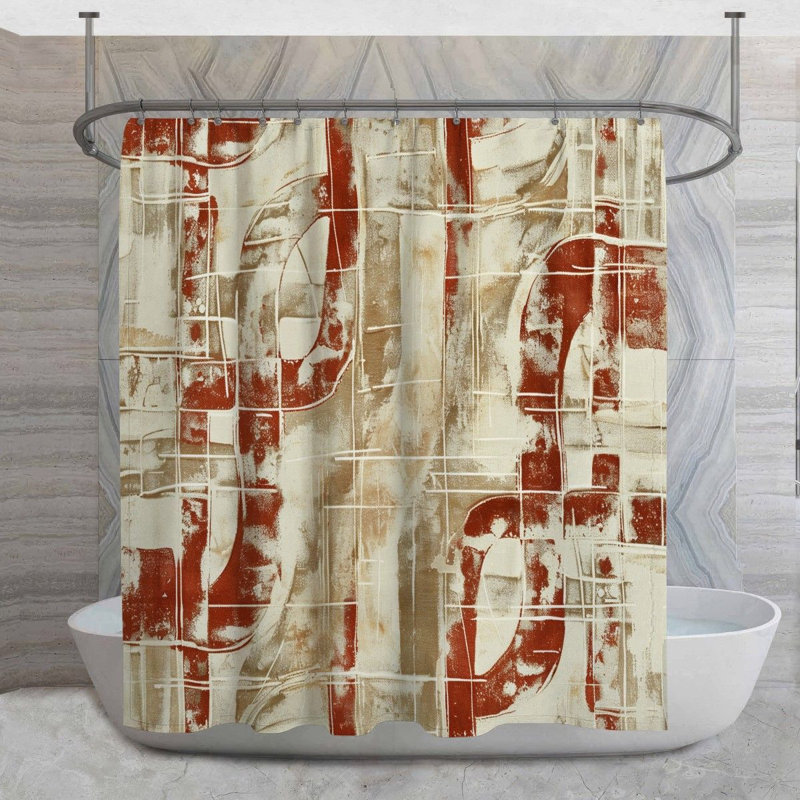 Rideau de douche géométrique à motif abstrait, H 83 po x l 70 po