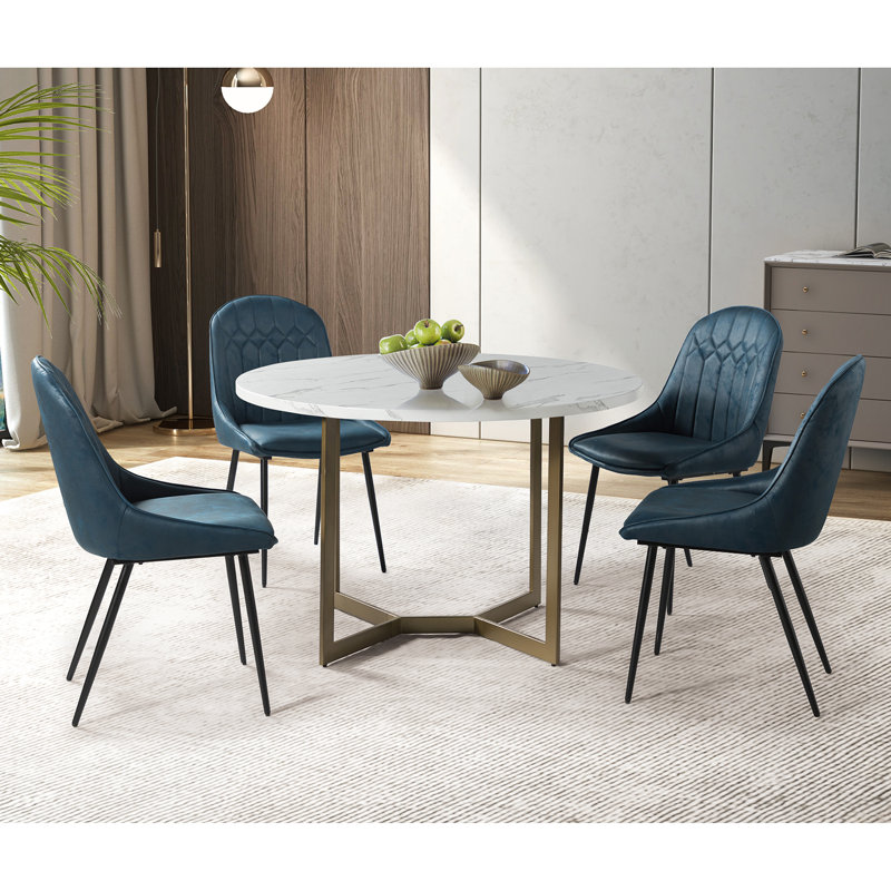 Ensemble repas pour 4 personnes Asiel, Blanc / gris, Bleu marine / Noir