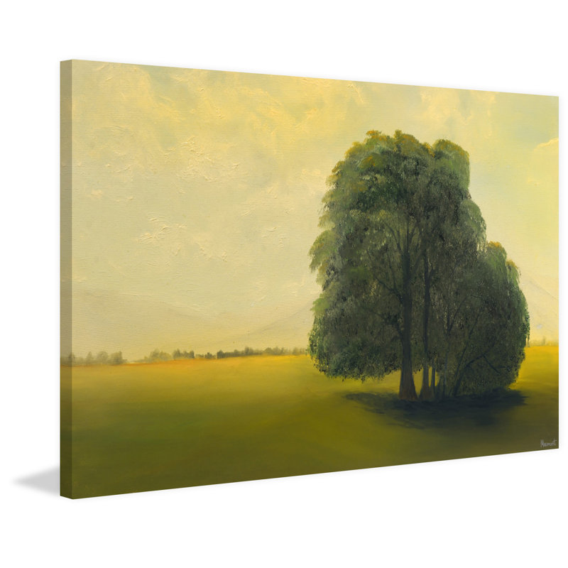 Green Fields and Lone Tree 1 Piece Wrapped Canvas Painting, 45cm H x 66cm W x 3.81cm D