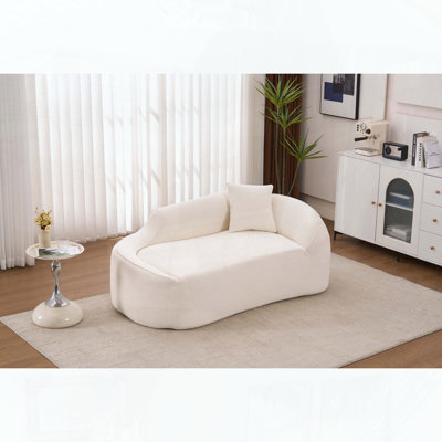 Chaise longue moderne en chenille courbée, canapé-lit à assise profonde avec coussin pour salon, chambre à coucher et appartement