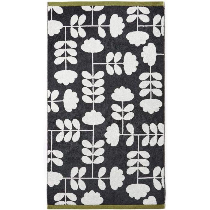 Cut Stem Moss/Charcoal 100X150Cm Bath Sheet, Black, 70cm x 125cm