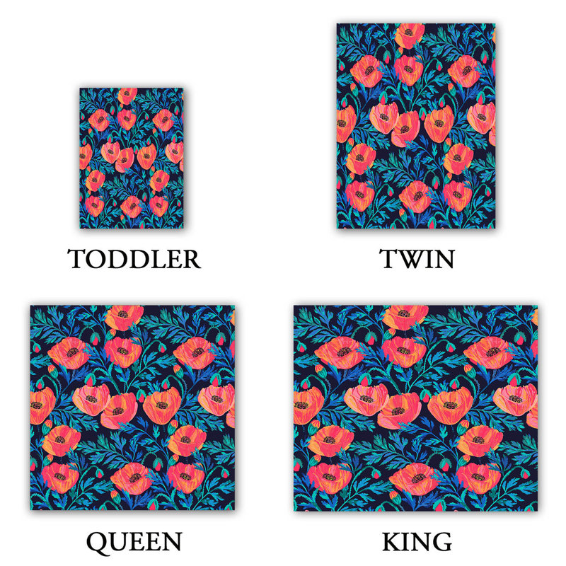 Ensembles de housse de couette pour grand lit DiaNoche en microfibre par Jill O Connor - Coquelicots peints à la main