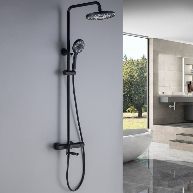 Robinet de lavabo mural, poignée simple avec valve, noir mat, Noir mat