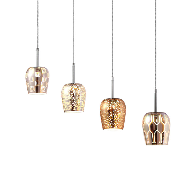 4 - Light 27.56''W Chrome LED Kitchen Island Pendant