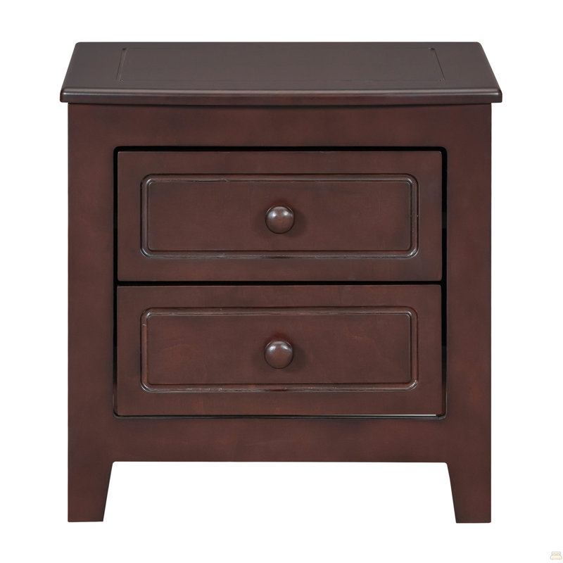 2-Drawer Nightstand,Bedside Table, Walnut