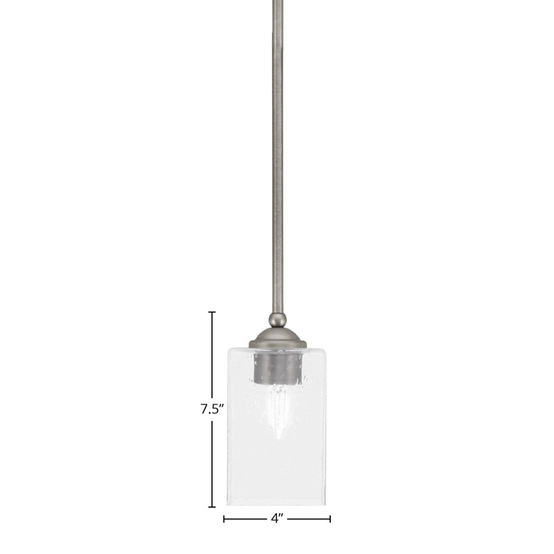 Mini-luminaire suspendu suspendu Zilo, fini granit foncé avec verre de 4 po, Graphite