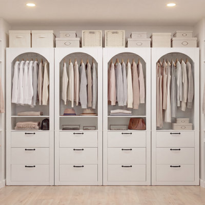 94.48"-173.22" Modern Closet System With Drawers and Adjustable Rods