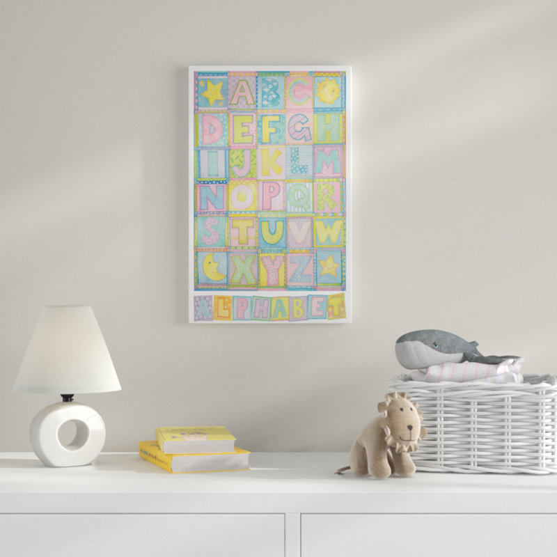 « alphabet », art encadré, H 24 po x l 16 po x P 2 po